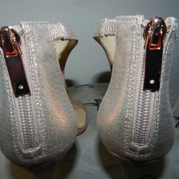 Imagine Vince Camuto Phoebe T-Strap Rose Gold Shimmer Satin Heels Size 6 - Picture 7 of 16